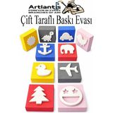 Artlantis Eva Sünger Baskı Seti 10 Lu Çift Yönlü Kare 1 Paket 20 Çeşit Baskı Eva Şekilli Sünger Boya Damga Okul Öncesi Kreş - Renkli - Standart