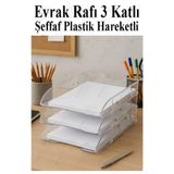 Artlantis Evrak Rafı 3 lü Masaüstü 1 Paket Plastik Evrak Rafı Masa Üstü Şeffaf Hareketli A4 Dosya Düzenliyici