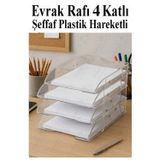 Artlantis Evrak Rafı 4 lü Şeffaf Masaüstü 1 Paket Plastik Evrak Rafı Masa Üstü Şeffaf Hareketli A4 Dosya Düzenliyici Kağıt Tepsisi