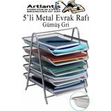 Artlantis Evrak Rafı Metal 5 Li 1 Paket Masa Üstü A4 Dosya Düzenleyici Kağıt Tepsisi Metal Fileli Beş Katlı Hareketli Perfore - Siyah
