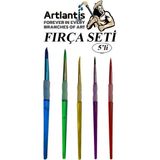 Artlantis Fırça Seti 5 Li Renkli Sap Resim Fırçası 1 Paket Suluboya Guaj Boya Yağlı Boya Fırca Seti