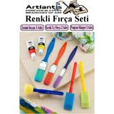Artlantis Fırça Seti 6 Lı Plastik Sap Resim Fırçası 1 Paket Suluboya Akrilik Boya Guaj Boya Yağlı Boya Fırca Seti - Standart - Renkli