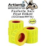 Artlantis Fiyat Etiketi Sarı 800'LÜ 20 Paket 12X21MM Fosforlu Sarı Fiyat Etiketi MX-5500 M5500 HG979 Motex Etiket Makinesi Yedeği - Standart
