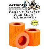 Artlantis Fiyat Etiketi Turuncu 800'LÜ 20 Paket 12X21MM Fosforlu Turuncu Fiyat Etiketi MX-5500 M5500 HG979 Motex Etiket Makinesi Yedeği - Standart