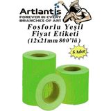 Artlantis Fiyat Etiketi Yeşil 800'LÜ 5 Paket 12X21MM Fosforlu Yeşil Fiyat Etiketi MX-5500 M5500 HG979 Motex Etiket Makinesi Yedeği - Standart