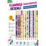 Artlantis Flamingo Kurşun Kalem 12 Adet Fatih Yuvarlak Gövdeli Siyah Kurşun Kalem 2b Yumuşak Yazım Kolay Tutuş Kaliteli Okul Sınıf - Çok Renkli - Standart