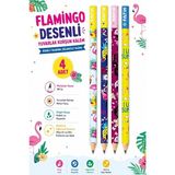 Artlantis Flamingo Kurşun Kalem 4 Adet Fatih Yuvarlak Gövdeli Siyah Kurşun Kalem 2b Yumuşak Yazım Kolay Tutuş Kaliteli Okul Sınıf - Çok Renkli - Standart