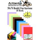Artlantis Fon Kartonu 10 Lu 50X70 cm 3 Paket Arlantis 10 Renk Fon Kartonu 50*70 Okul Sınıf Kreş Anasınıfı - Renkli - Standart