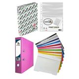 Artlantis Fotokopi Kağıdı Pembe Büro Klasörü Telli Dosya ve Poşet Dosya Seti 1 Adet Büro Klasörü 10 Renk Telli Dosya 100 Adet Poşet Dosya