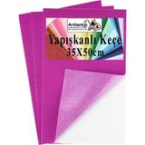 Artlantis Fuşya Yapışkanlı Keçe 50X70 cm 3 Adet 2.0 mm Kendinden Yapışkanlı Renkli Hobi Keçesi Elişi Keçe Kumaşı Anasınıfı - Standart