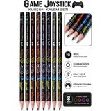 Artlantis Game Joystick Kurşun Kalem 8 Adet Faber Castell Yuvarlak Gövdeli Siyah Kurşun Kalem Yumuşak Yazım Kolay Tutuş Kaliteli