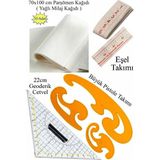 Artlantis Geoderik Üçgen Cetvel 22CM ve Pistole Cetvel Takımı Yağlı Parşömen Milaj Kağıdı Eşel Takımı Modalist Terzi Çizim - Çok Renkli - Standart