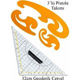 Artlantis Geoderik Üçgen Cetvel 32CM ve Pistole Cetvel Takımı 1 Adet Geoder Modelist Terzi Gönyesi Geometrik Açılı Gönye Yıldızlar - Çok Renkli - Standart