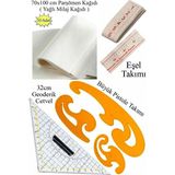 Artlantis Geoderik Üçgen Cetvel 32CM ve Pistole Cetvel Takımı Yağlı Parşömen Milaj Kağıdı Eşel Takımı Modalist Terzi Çizim - Çok Renkli - Standart