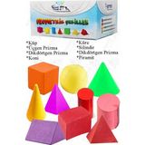 Artlantis Geometrik Cisimler ve Şekiller 1 Paket Matematik Ders Materyali 10 Parça Prizma Küp Silindir Küp Koni Üçgen Piramit - Çok Renkli - 5 cm - Standart