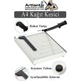 Artlantis Giyotin Kağıt Kesme Makinesi A4 Metal Kollu Tablalı A5-A4 Ayarlanabilir Sürgülü Paslanmaz Kaliteli - Standart - Beyaz
