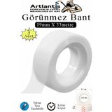 Artlantis Görünmez Bant 19X33 Metre 3 Adet Şeffaf Görünmez Bant Aydınger Yazılabilir Mat Bant Büro Bandı Selefon Bant - Standart - 19x33metre
