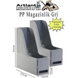 Artlantis Gri Magazinlik Demonte Plastik 2 Adet Plastik Kutu Klasörü Magazinlik A4 Dosya ve Masa Düzenleyici Sınıf Ev Ofis - Standart