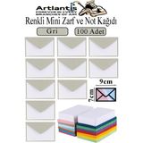 Artlantis Gri Mini Zarf 7x9 cm Not Kağıtlı 100 Adet Küçük Gri Zarf Mektup Oyun Zarfı Doğum Günü Dilekleri Zarfı Canlı Renk - 7x9cm - Standart