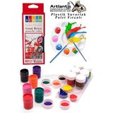 Artlantis Guaj Boya 10 Renk 20 ml Şişe 1 Paket 10 Adet Guaj Boya Seti ve Yuvarlak Resim Paleti