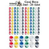 Artlantis Guaj Boya 3 Ml 6 Renk 20 Paket Mini Küçük Guaj Boya Etkinlik Boyama Boyası Su Bazlı Resim Okul Öncesi Kreş Ana Sınıfı Çok Renkli