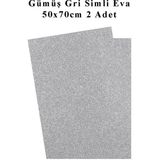 Artlantis Gümüş Gri Silver Simli Eva 50X70 cm 2 Adet Simli Eva Süngeri Okul Kreş Anasınıfı Elişi Etkinlikleri - Gümüş - Gri - Standart - 50x70cm