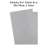 Artlantis Gümüş Gri Silver Simli Eva 50x70 cm 2 Adet Simli Eva Süngeri Okul Kreş Anasınıfı Elişi Etkinlikleri