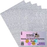 Artlantis Gümüş Gri Simli Karton 35X50 5 Adet Artlantis Simli Karton Gri Gümüş 5 Adet 35*50 - standart