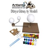 Artlantis Güneş Dünya Ay Modeli 1 Paket 6 Renk Guaj Boya Fırça Gezegen Maketi Deney Seti Güneş Sistemi Modeli