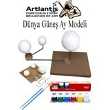Artlantis Güneş Dünya Ay Modeli 1 Paket Guaj Boya 6 Renk Fırça Gezegen Maketi Deney Seti Güneş Sistemi Modeli Okul Ders Deney Seti Kendin Yap - Beyaz - Standart