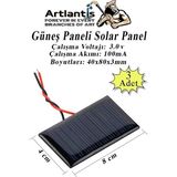Artlantis Güneş Paneli Solar Panel 8x4 cm 3 Volt 100 Ma 3 Adet Güneş Enerjisi Okul Sınıf Deney Çalışmaları 80X40 mm - Siyah