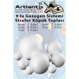 Artlantis Güneş Sistemi Maketi Için 9 Lu Boyanabilir Strafor Top Seti Gezegenler Modeli Deney Okul Seti Köpük Küre Top - Beyaz - Standart