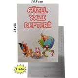 Artlantis Güzel Yazı Defteri Küçük Boy 14,5X21 cm 24 Yaprak 1 Adet Klavuzlu Standart Çizgili Yazı Defteri Dik Temel Harflerle 1. Sınıf - Renkli - 14,5x21cm
