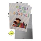 Artlantis Güzel Yazı Defteri Küçük Boy 14,5x21 cm 24 Yaprak 3 Adet Klavuzlu Standart Çizgili Yazı Defteri Dik Temel Harfl 1. Sınıf