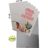 Artlantis Güzel Yazı Defteri Küçük Boy 14,5X21 cm 24 Yaprak 6 Adet Klavuzlu Standart Çizgili Yazı Defteri Dik Temel Harflerle 1. Sınıf - Renkli - 14,5x21cm