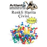 Artlantis Harita Çivisi Renkli 50 li 1 Paket Renkli Mantar Pano Raptiyesi Pano İğnesi Ofis Okul Büro Renkli Harita Çivisi