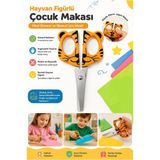 Artlantis Hayvan Figürlü Makas 1 Adet Bubu Küt Uç Korumalı Okul Makası Çocuk Kağıt Makası Okul Öncesi Kreş Ana Sınıfı - Turuncu