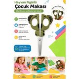Artlantis Hayvan Figürlü Makas 1 Adet Bubu Küt Uç Korumalı Okul Makası Çocuk Kağıt Makası Okul Öncesi Kreş Ana Sınıfı - Yeşil