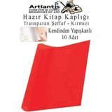 Artlantis Hazır Kitap Kaplığı Şeffaf Buzlu Kırmızı 10 Adet 1 Paket Cırtlı Ayarlanabilir Kendinde Yapışkanlı Kaplık Okul Sınıf - Standart