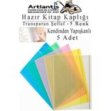 Artlantis Hazır Kitap Kaplığı Şeffaf Buzlu Renkli 5 Adet 1 Paket Cırtlı Ayarlanabilir Kendinde Yapışkanlı Kaplık Okul Sınıf - Standart