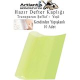 Artlantis Hazır Kitap Kaplığı Şeffaf Buzlu Yeşil 10 Adet 1 Paket Cırtlı Ayarlanabilir Kendinde Yapışkanlı Kaplık Okul Sınıf - Standart