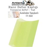 Artlantis Hazır Kitap Kaplığı Şeffaf Buzlu Yeşil 10 Adet 1 Paket Cırtlı Ayarlanabilir Kendinde Yapışkanlı Kaplık Okul Sınıf