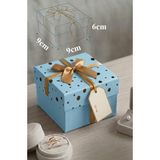 Artlantis Hediye Kutusu Kare 1 Adet K-8757 Küçük Boş Hediye Kutusu Sevgiliye Özel Kurdelalı Kutu Karton Kutu Hatıra Kutusu 9X9CM - Açık Mavi