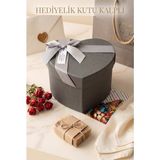 Artlantis Hediye Kutusu Orta Boy Kalpli 1 Paket K-8634 Boş Hediye Kutusu Sevgiliye Özel Kurdelalı Kutu Karton Kutu Hatıra Kutusu - Gri
