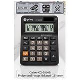 Artlantis Hesap Makinesi Siyah 10.5X14.5 cm 1 Adet Galaxy GX-3866B 12 Haneli Orta Boy Okul Ofis Büro Hesap Makinası