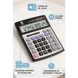 Artlantis Hesap Makinesi Siyah Gri 15X19.5 cm 1 Adet Cockpıt CK-534 12 Haneli Büyük Boy Hafızalı Ofis Büro Masaüstü Hesap Makinası