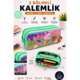 Artlantis Iki Bölmeli Bez Kalemlik Kız 1 Adet Südor Kç12 Iki Bölmeli Fermuarlı Bez Kalemlik Kutusu Çocuk Okul Kalem Makyaj Kutusu - Yeşil