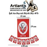 Artlantis Ipli Ata Bayrak Büyük Boy 40'lı 11X19CM 1 Paket Ata Bayrak Kağıt Ipli Sıralı Ayyıldız Bayrak Sınıf Süsü Okul Bayram - 11x19 cm - Kırmızı - Beyaz - Standart