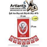 Artlantis Ipli Ata Bayrak Büyük Boy 40'lı 11X19CM 3 Paket Ata Bayrak Kağıt Ipli Sıralı Ayyıldız Bayrak Sınıf Süsü Okul Bayram - 11x19 cm - Kırmızı - Beyaz - Standart