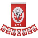 Artlantis Ipli Ata Bayrak Küçük Boy 40'lı 6X10CM 1 Paket Atalı Bayrak Kağıt Ipli Sıralı Ayyıldız Bayrak Sınıf Süsü Okul Bayram - Kırmızı - Beyaz - 40 lı - 6x10 cm